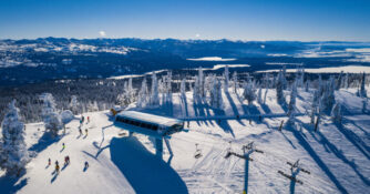 Brundage Mountain Drone Scenic Skiiers