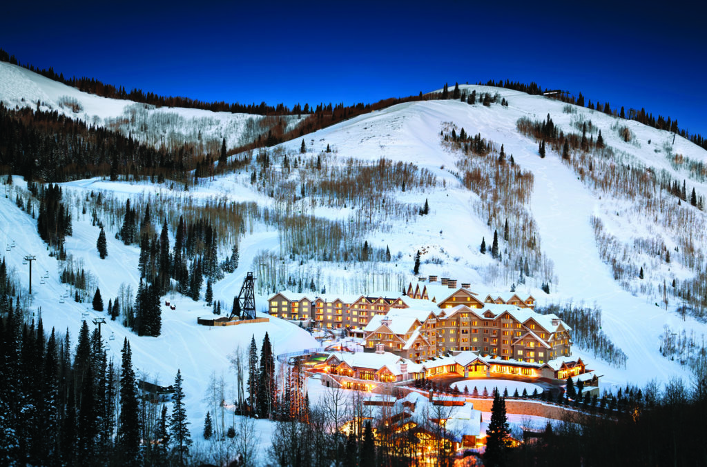 The Montage Deer Valley hotel covered in snow