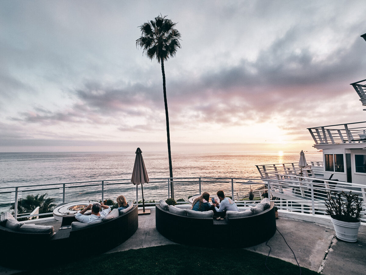 Laguna Surf Lodge Deck at Sunset