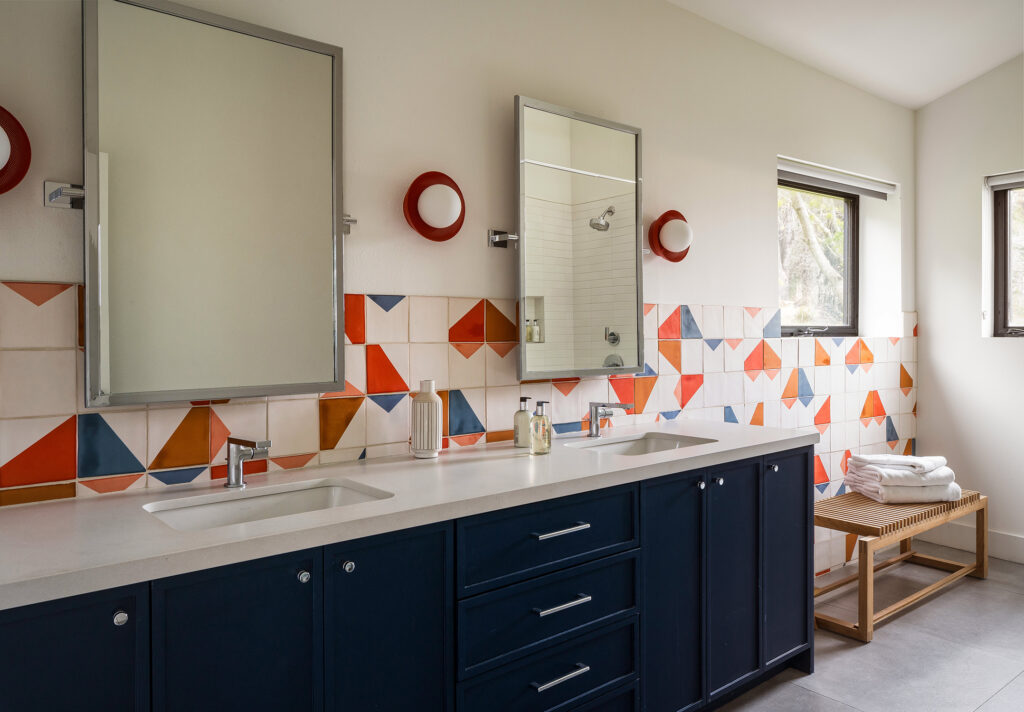 Colorful Bathroom in Sea Ranch House by Rachel Chulew/Design Haus 24