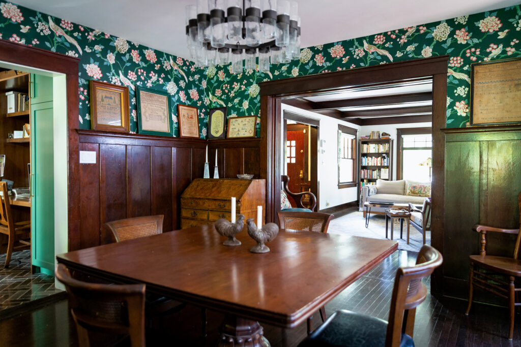 Dining Room Wallpaper in Eagle Rock House by Arterberry Cooke