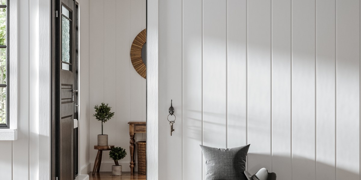 An entryway with a bench and key hook.