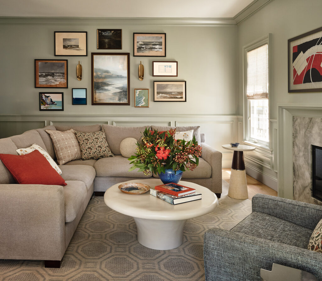 Family Room in Cape Cod House by MEM Interiors