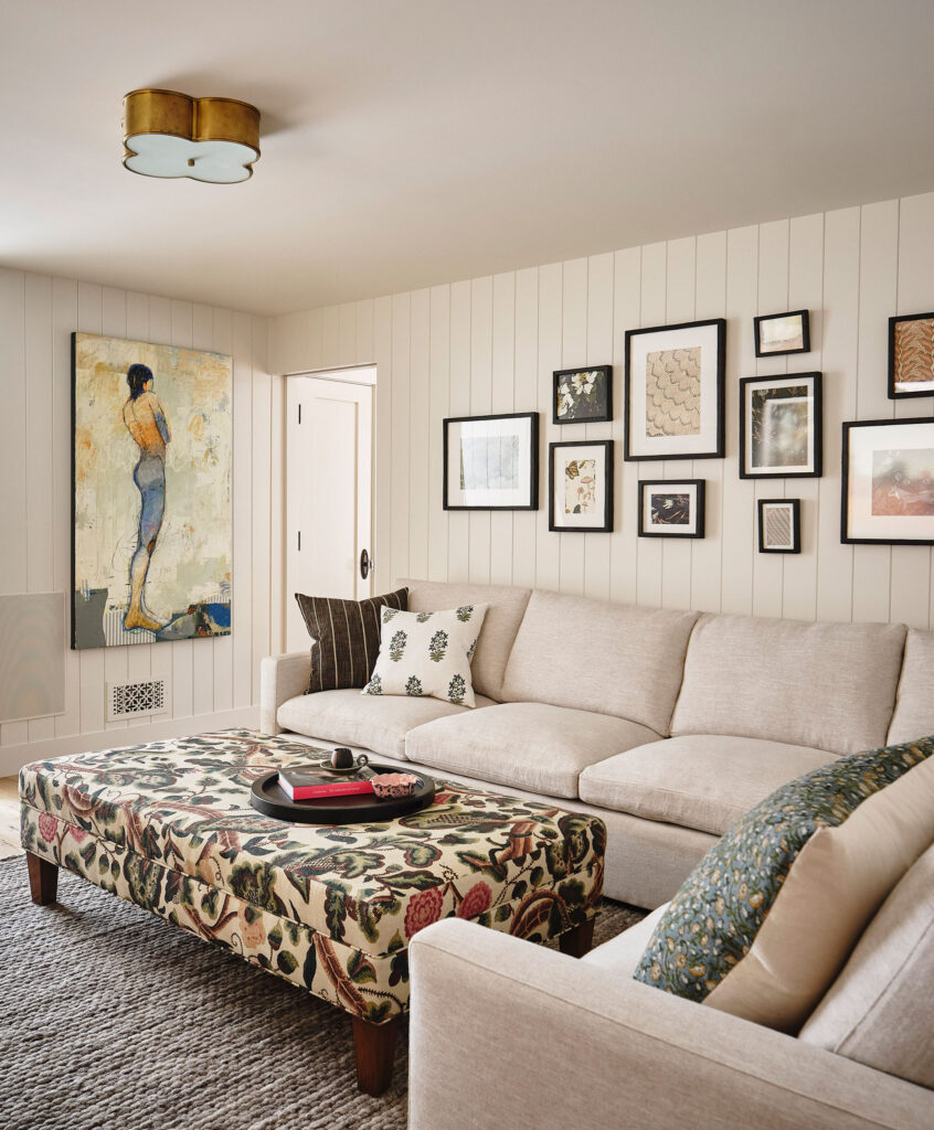 Family Room in Former Hunting Lodge by JL Interior Design