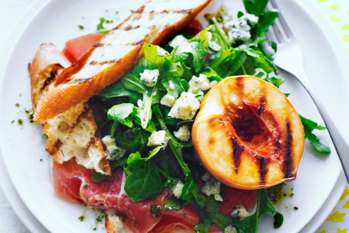 Grilled Peach Salad with Rosemary Dressing