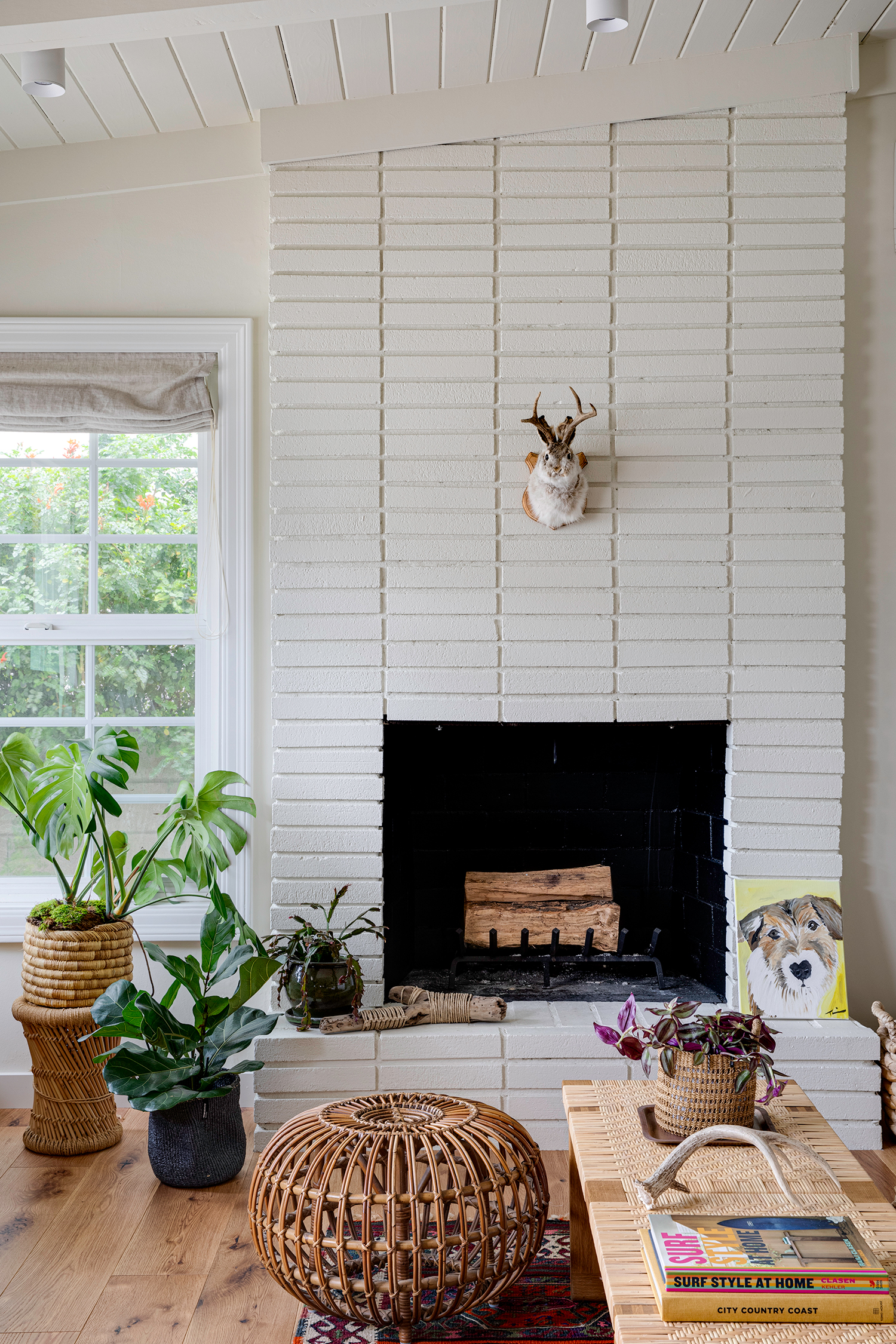 Fireplace in Dana Point Beach Bungalow by Tania Cassill