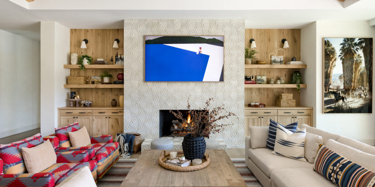 Fireplace in Indian Wells House by AM Interiors