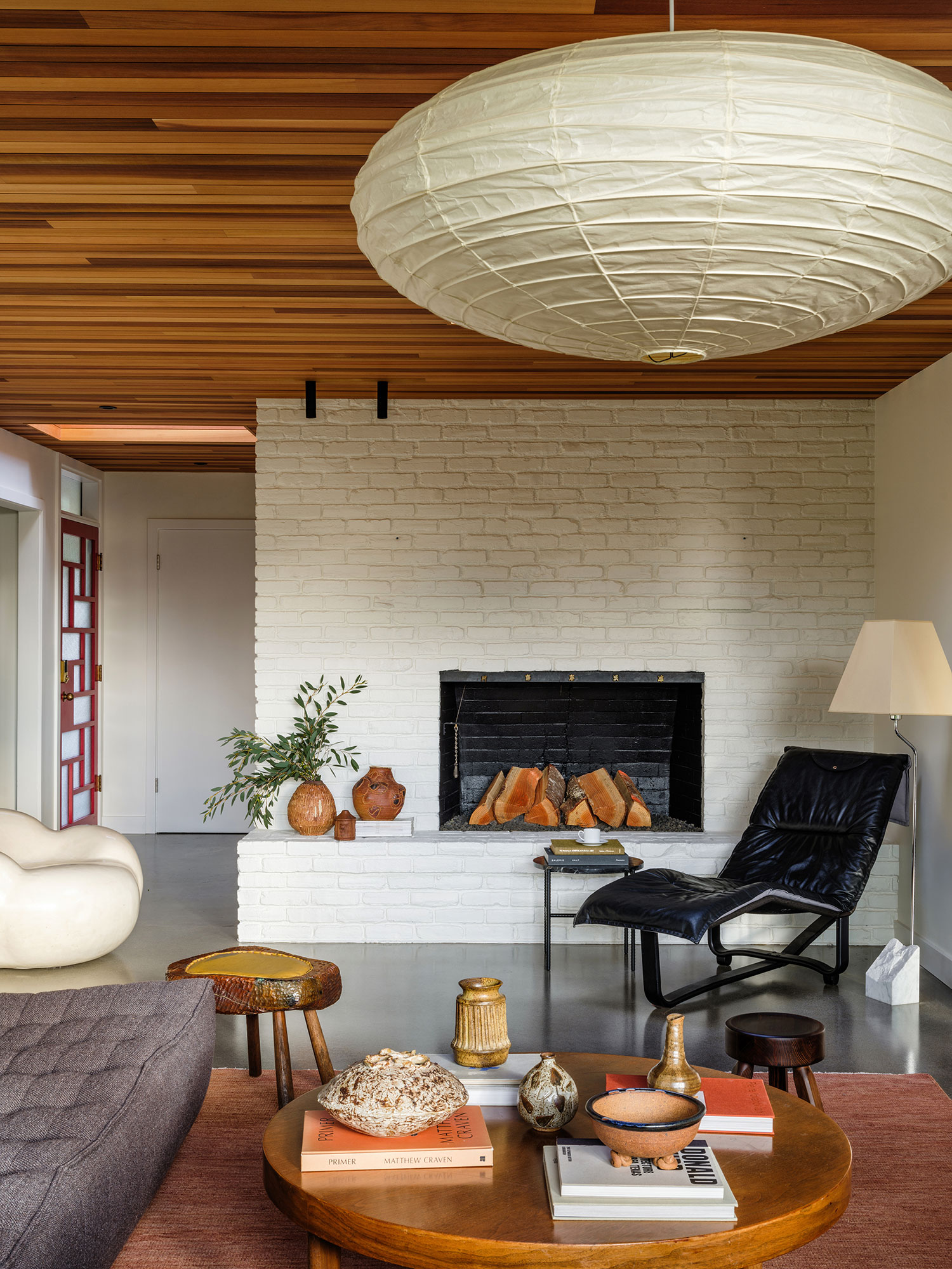 Fireplace in Portland Mid-Century House by Ment Architecture