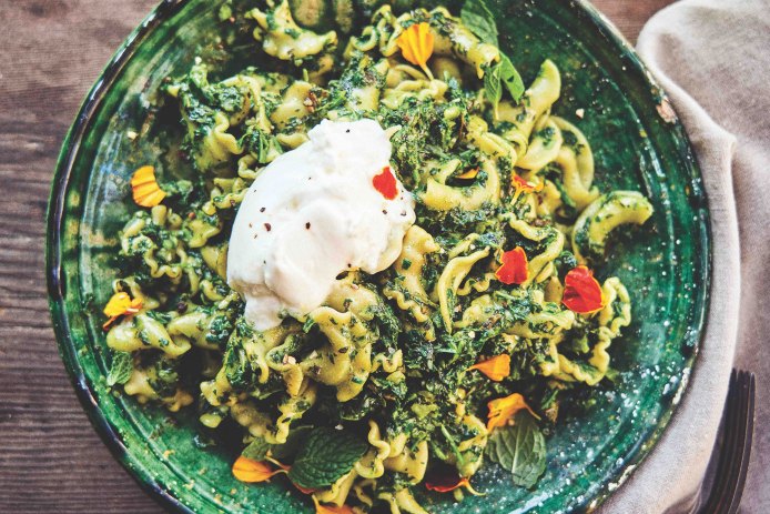 Pasta with Mint Pesto and Burrata