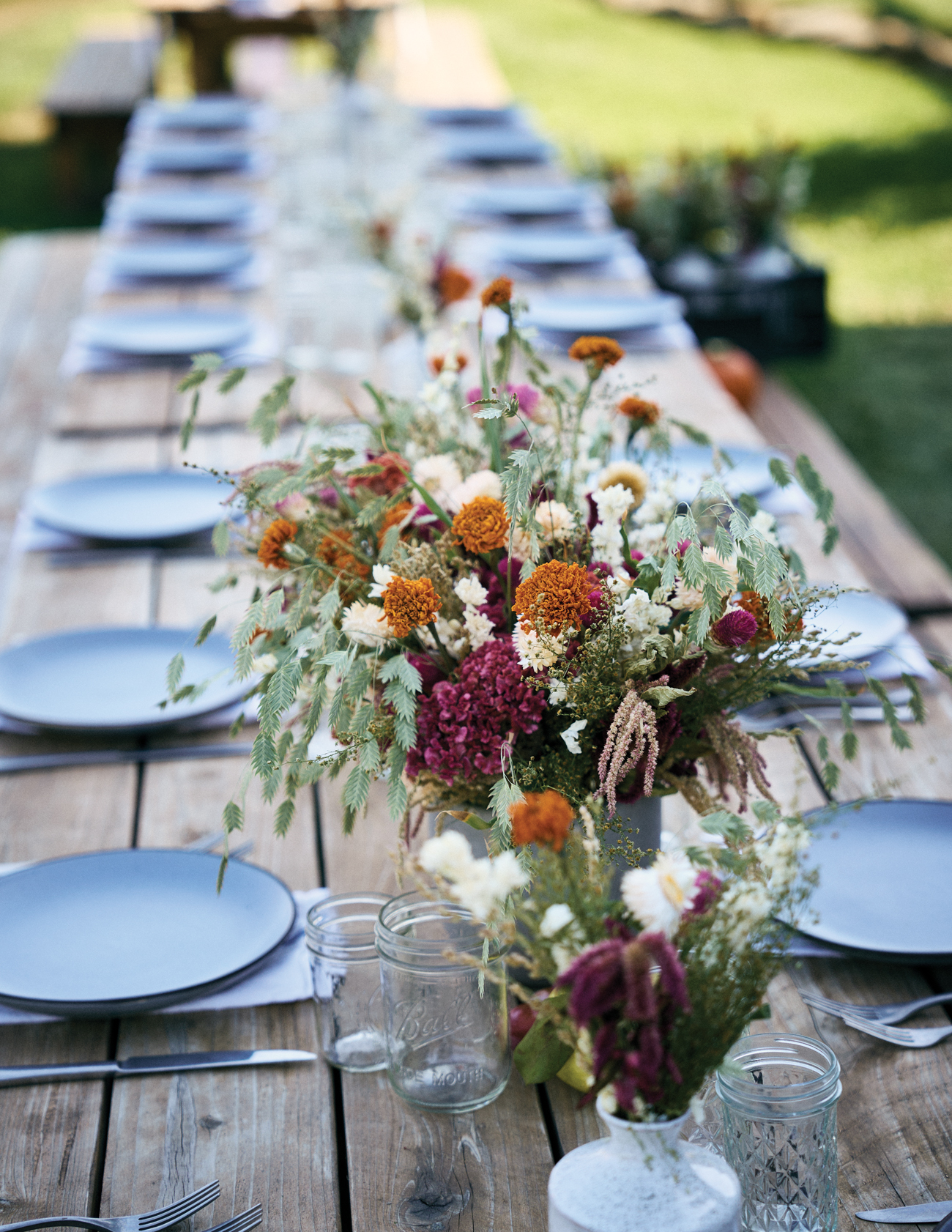 Full Belly Farm Floral Arrangement Table Setting