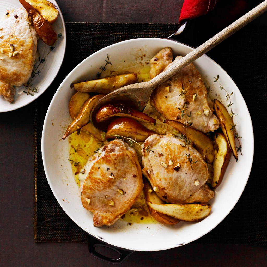 Gorgonzola-Stuffed Pork Chops with Pears