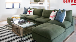 Green Upholstered Sectional by Ashley Clark