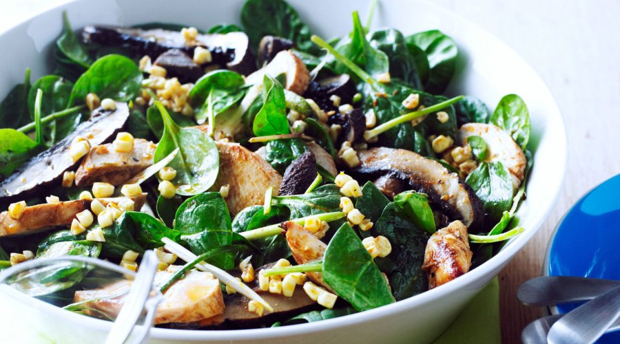Grilled Chicken, Corn, and Spinach Salad with Smoky Paprika Dressing