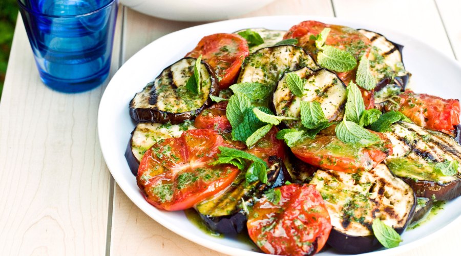Grilled Eggplant and Tomato Salad