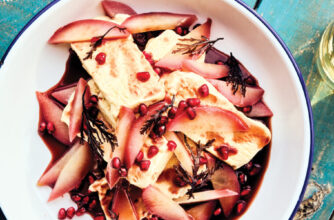 Chai-Spiced Semifreddo Pears with Pomegranate