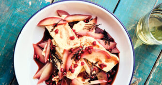 Chai-Spiced Semifreddo Pears with Pomegranate