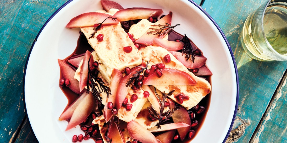 Chai-Spiced Semifreddo Pears with Pomegranate