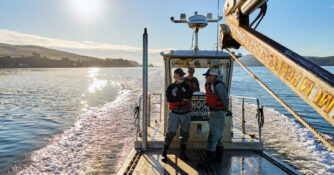 Terry Sawyer and John Finger on an Oyster Boat