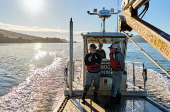 Terry Sawyer and John Finger on an Oyster Boat