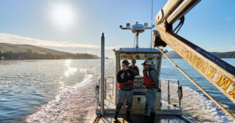 Terry Sawyer and John Finger on an Oyster Boat