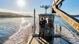 Terry Sawyer and John Finger on an Oyster Boat