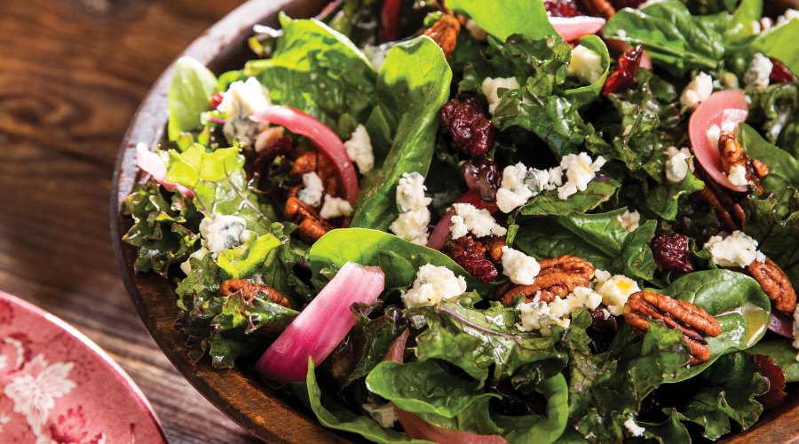 Spinach, Kale, and Cherry Salad