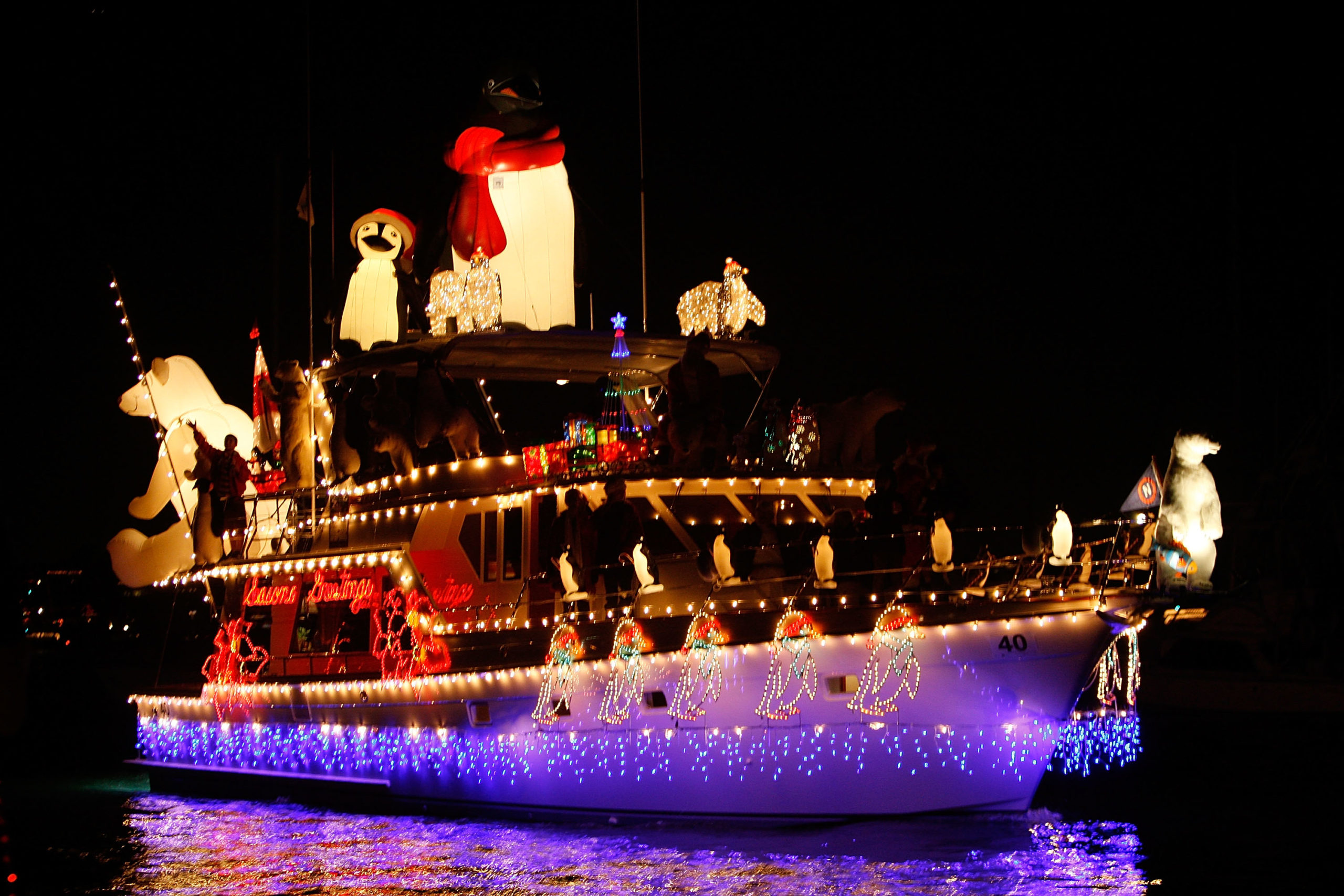 Christmas lights at Newport Boat Parade