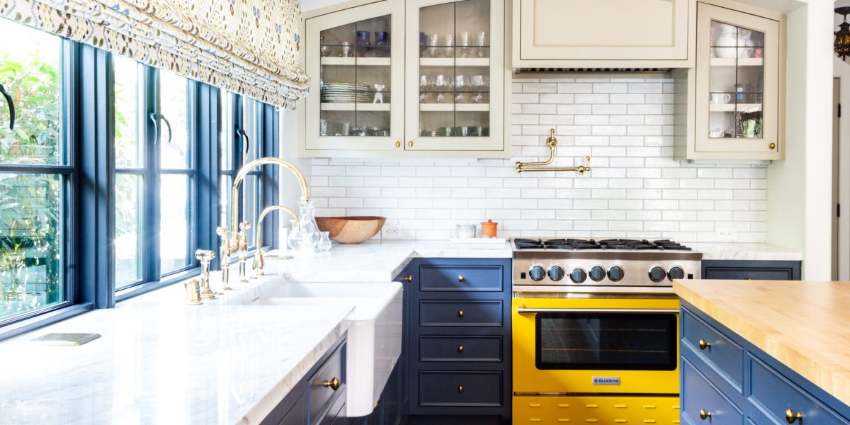 colorful kitchen yellow stove Toni Lewis architect