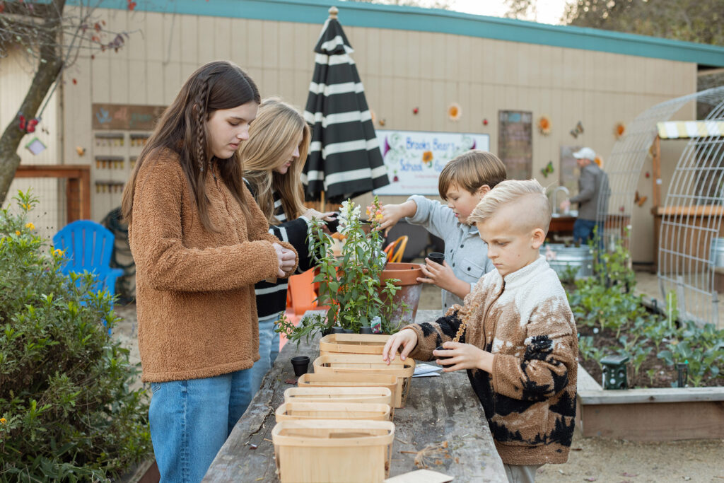 Kids Planting School Garden
