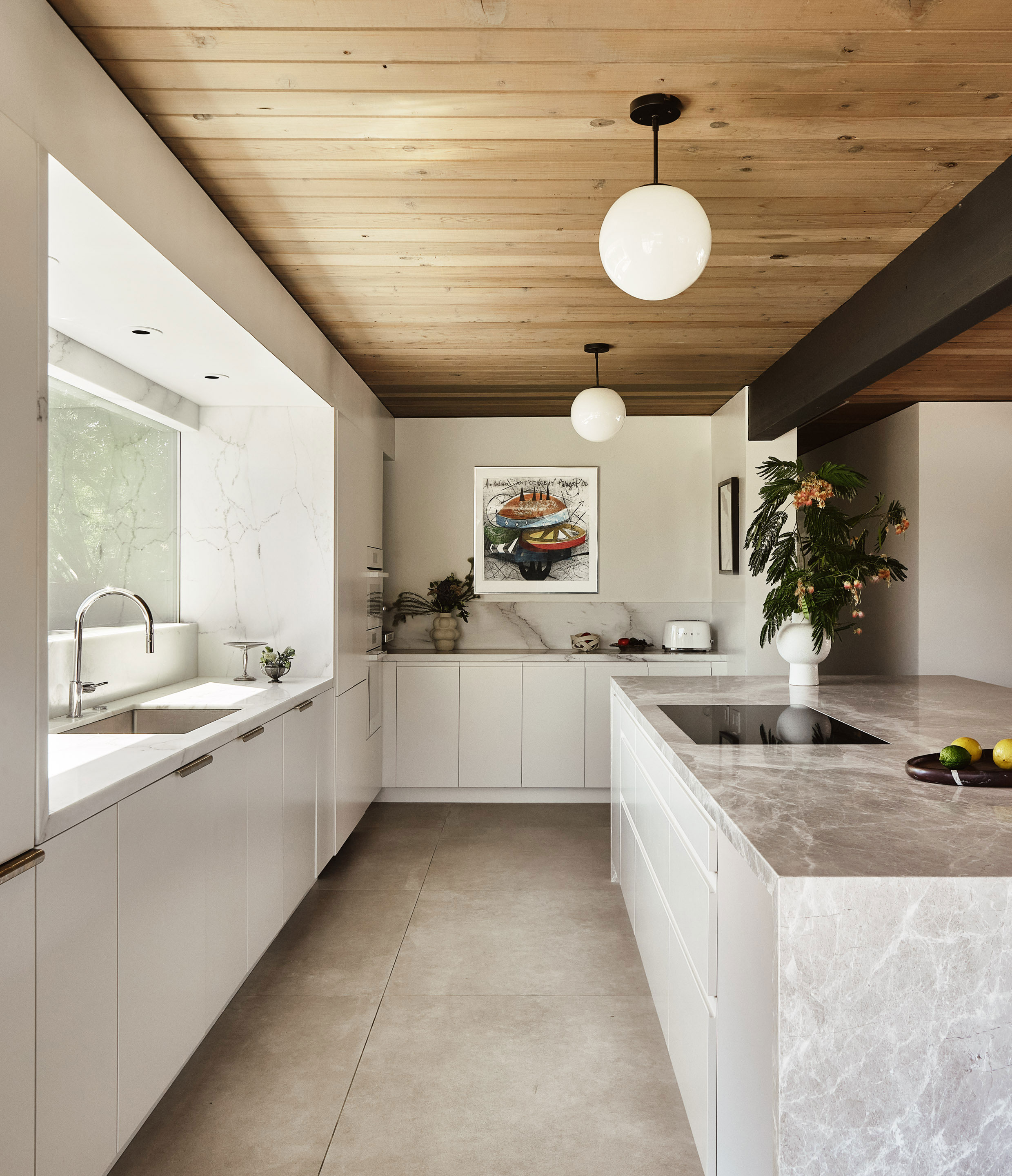 Kitchen Island in Double A-frame Eichler by Tamara Marsh