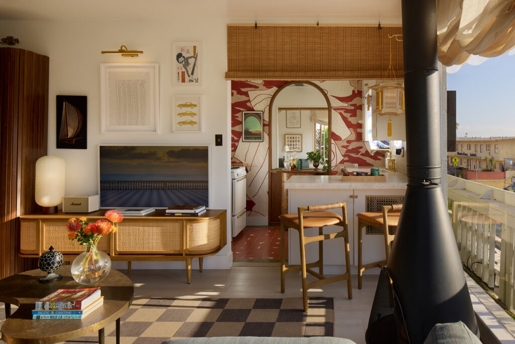 Kitchen Living Area in Manhattan Beach Bungalow by Maestri Studio