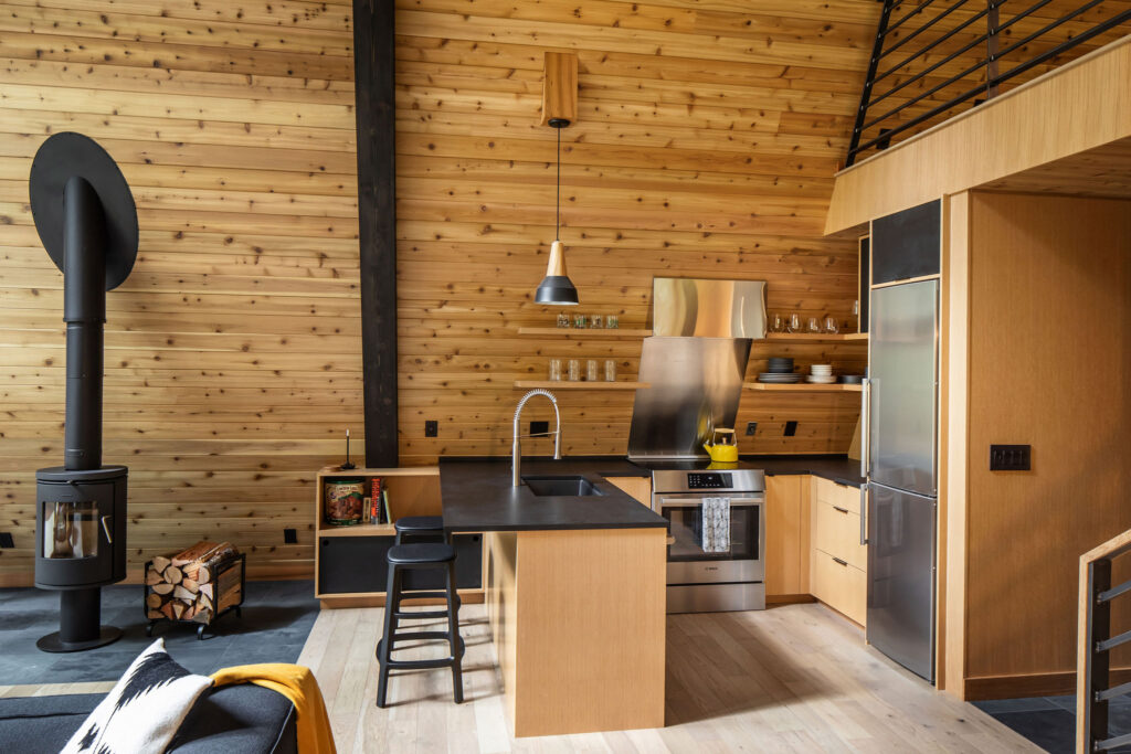 Kitchen in Puget Sound A-Frame by Artisan Group