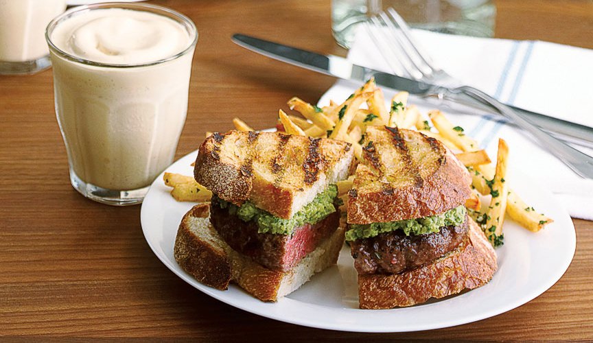 Lamb Burgers with Pea and Mint Relish