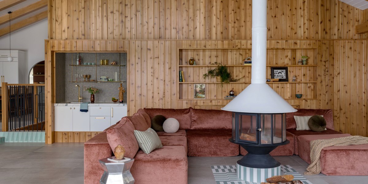 Living Area in 1970s Lake House by Lizzie Green