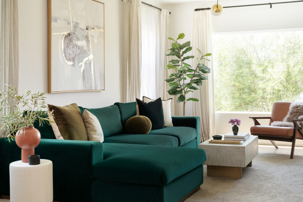 Living Area in LA Spanish Bungalow by Shure Design Studio