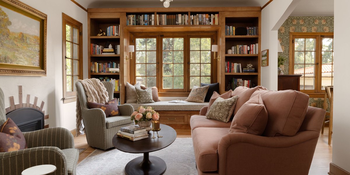 Living Room in Denver English Tudor by Atelier Design
