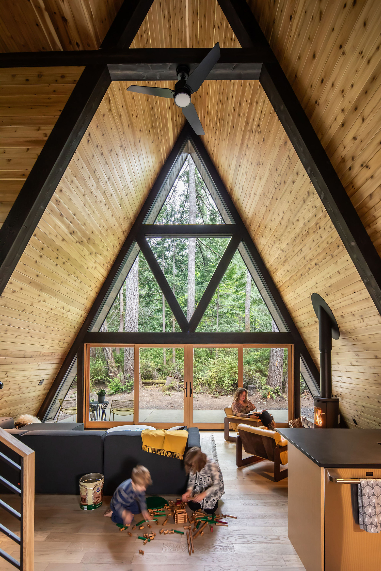 Living Room in Puget Sound A-Frame by Artisan Group