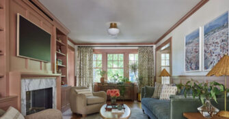 Living Room in Seattle Dutch Colonial by Casework