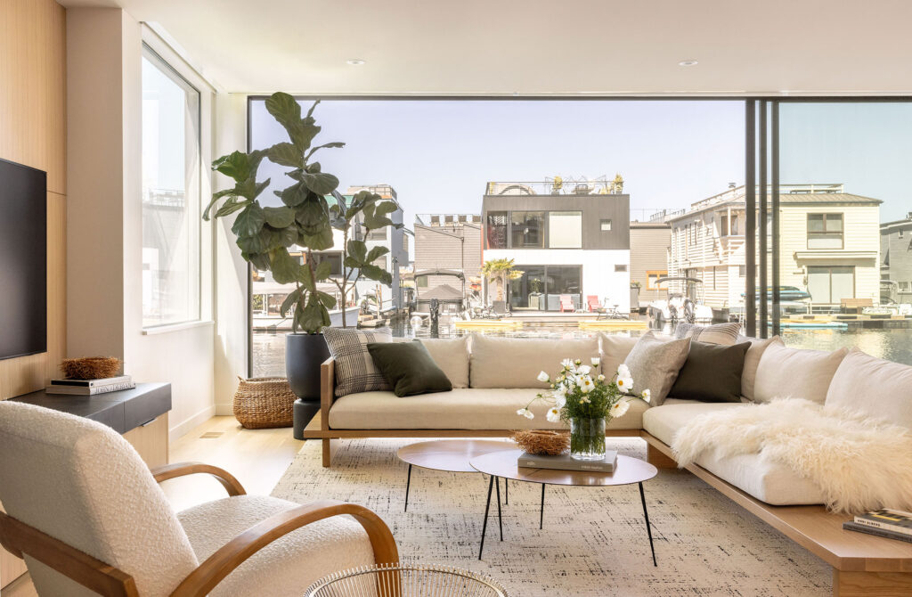 Living Room in Seattle Houseboat by NB Design