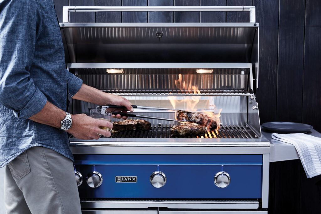 Grilling Steaks on a Lynx Grill in Pacific Blue