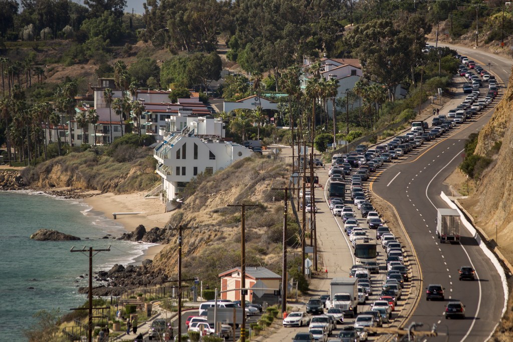 Traffic on the Pacific Coast Highway in Malibu