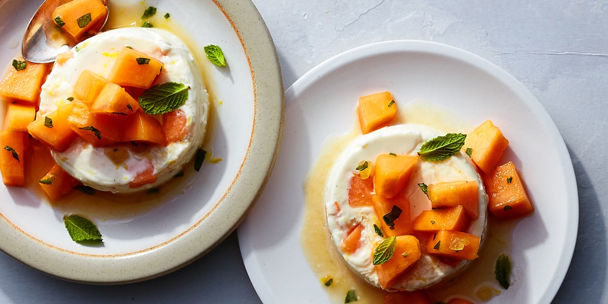 Melon and Greek Yogurt Panna Cotta