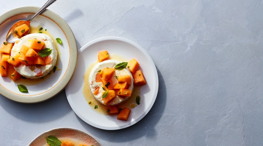 Melon and Greek Yogurt Panna Cotta