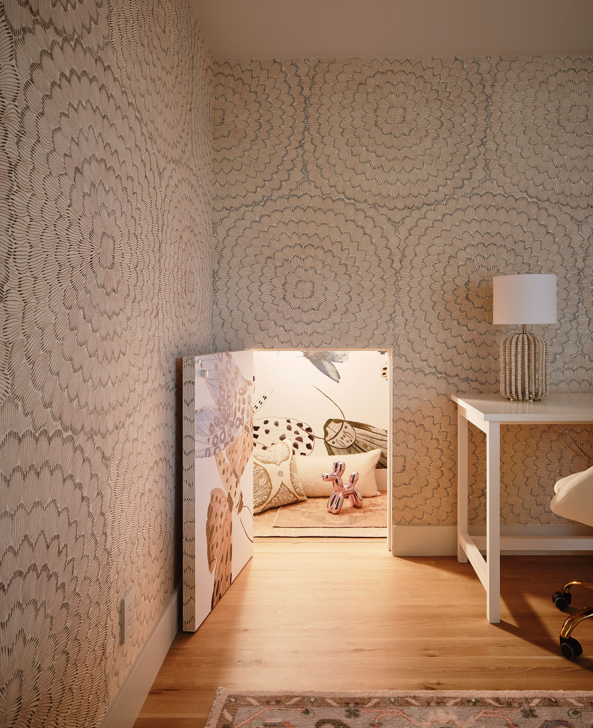 Nook in Kids Room in Former Hunting Lodge by JL Interior Design