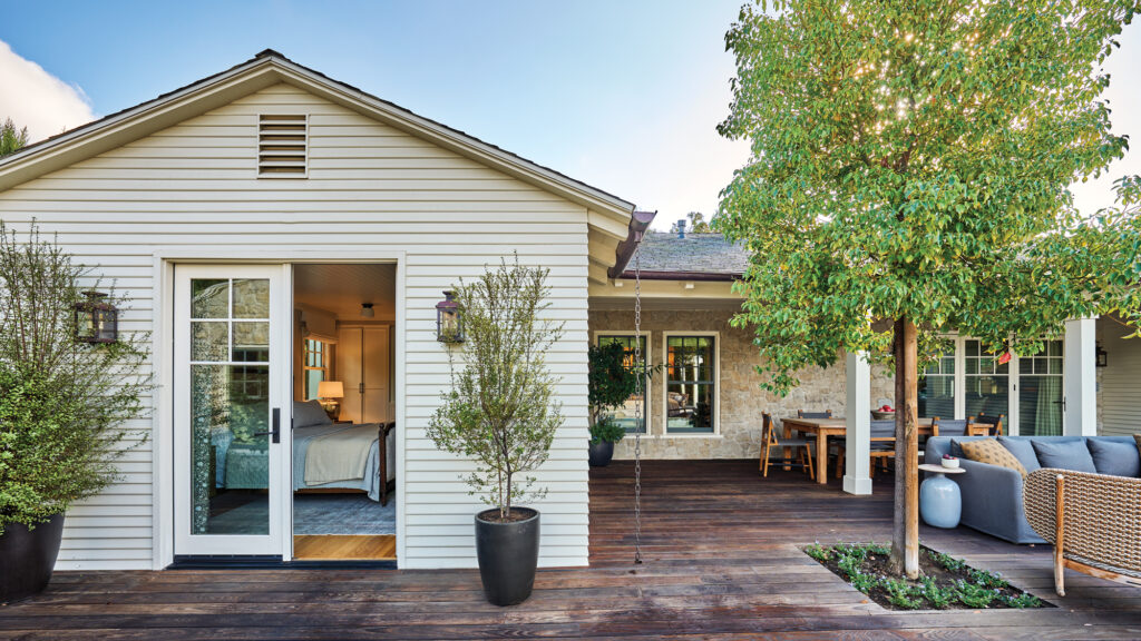 Exterior in Orange County Cottage by Denise Morrison