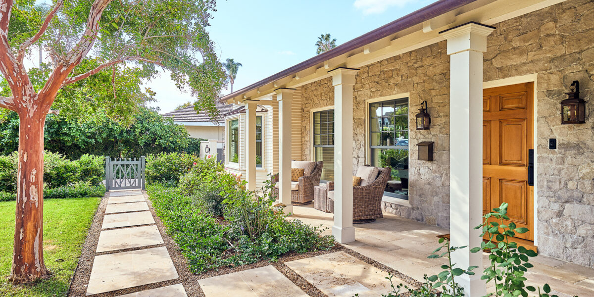 Hardscaping in Orange County Cottage by Denise Morrison