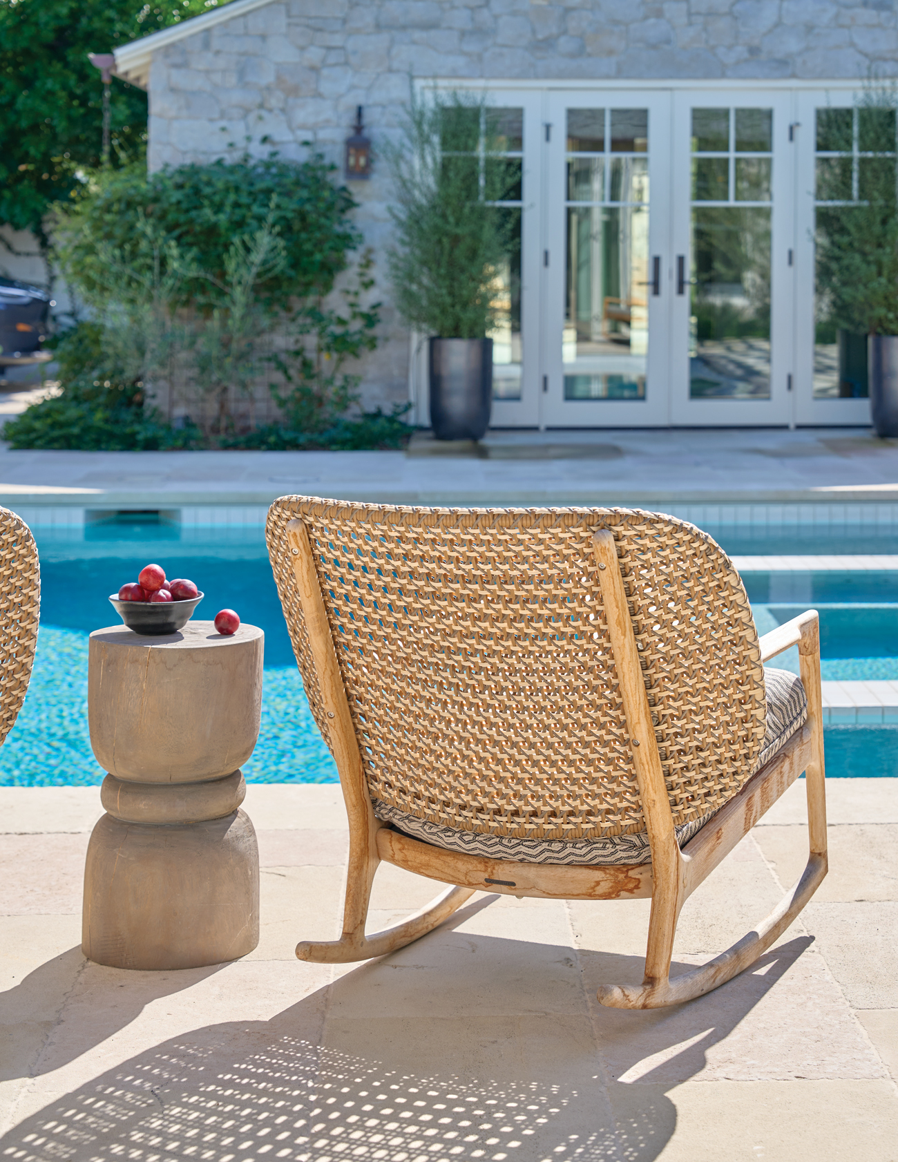 Outdoor Chair and Table in Orange County Cottage by Denise Morrison