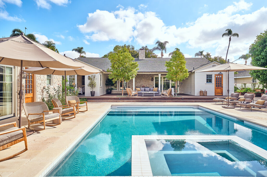 Pool Deck in Orange County Cottage by Denise Morrison