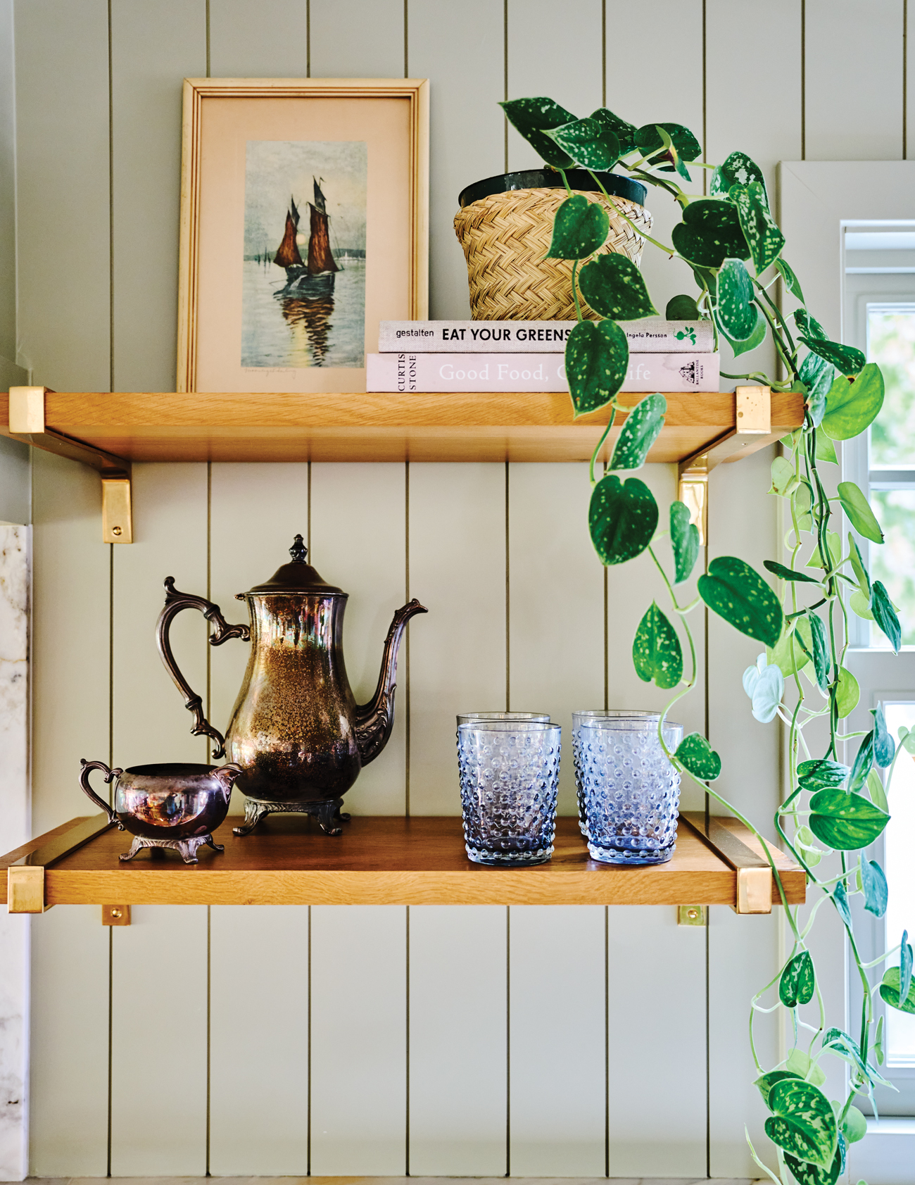 Shelf in Orange County Cottage by Denise Morrison