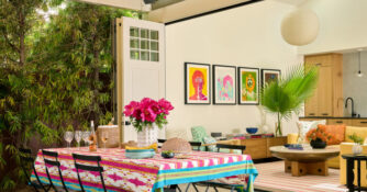 Outdoor Dining Area in Garage by Kerry Green